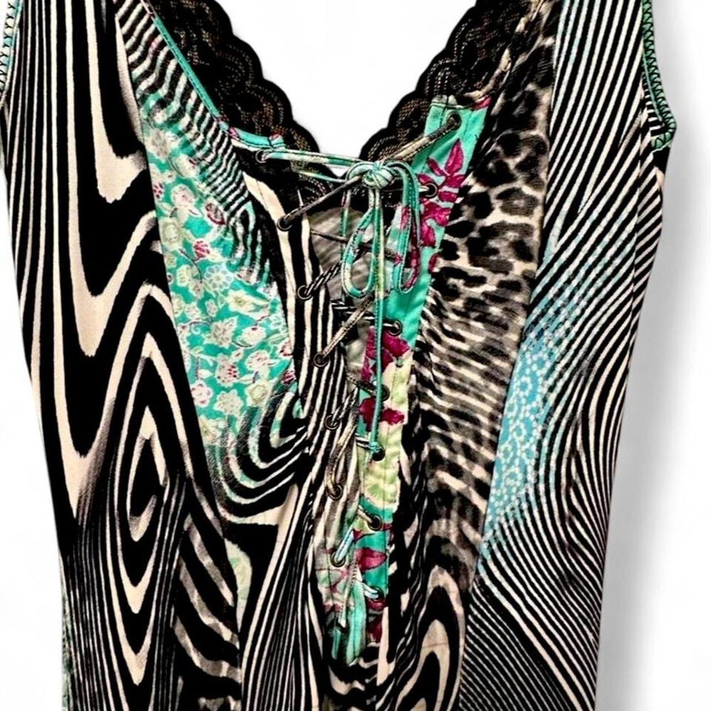 Cavalli Vintage Patchwork Dress w/ Lace Up Back - Picture 6 of 8